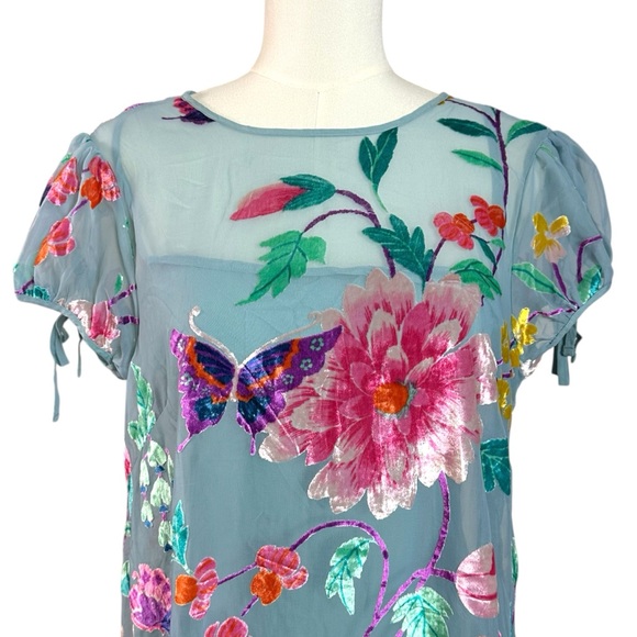 Free People Secret Garden Maxi Dress Size Small NWT Velvet Devore Fairy Sheer - Picture 9 of 16